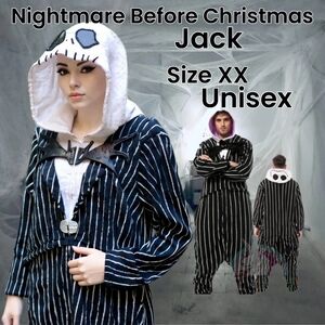 Jack Skellington Adult Halloween Costume Onsie Unisex Costume Size XX